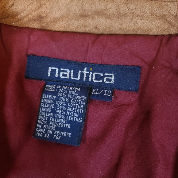 Vintage 90's Nautica Jacket Navy Blue/Brown Elbow Pads Size Extra Large - Picture 5 of 7